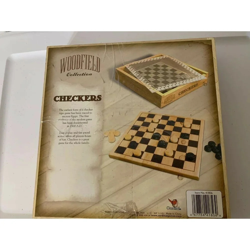 New Wood Checkers Set-Cardinal Industries 2002-‎ Woodfield Collection-Board Game
